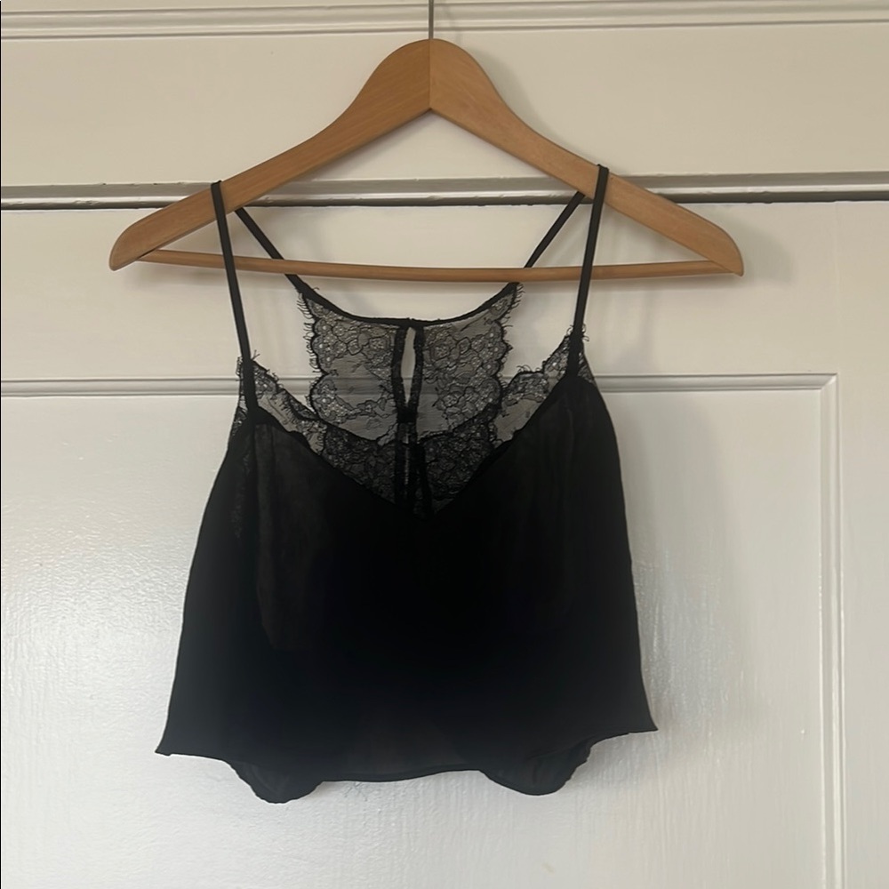Free People Black Lace Racerback Tank